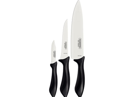Juego de Cuchillos Tramontina Affilata con Lámina de Acero Inoxidable y Mango de Polipropileno Negro 3 Piezas