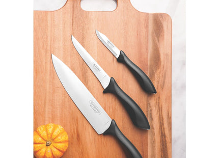 Juego de Cuchillos Tramontina Affilata con Lámina de Acero Inoxidable y Mango de Polipropileno Negro 3 Piezas