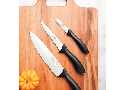 Juego de Cuchillos Tramontina Affilata con Lámina de Acero Inoxidable y Mango de Polipropileno Negro 3 Piezas