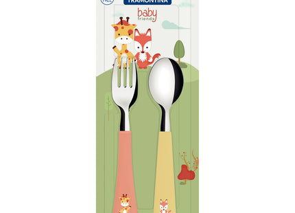 Juego de Cubiertos Infantil Tramontina Baby Friends con Láminas de Acero Inoxidable y Mangos de Polipropileno Color 02 Piezas