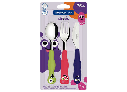 Juego de Cubiertos Infantil Tramontina Lirous Colorido 03 Piezas