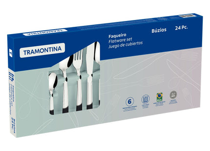 Juego de Cubiertos Tramontina Búzios de Acero Inoxidable con Detalle 24 piezas