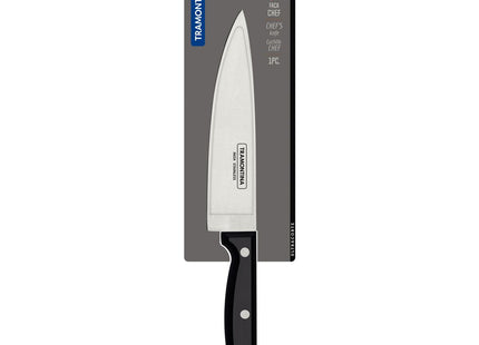 Cuchillo Chef Tramontina Ultracorte con lámina de acero inoxidable y mango de polipropileno negro, 7"