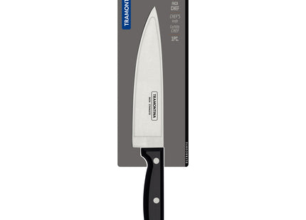 Cuchillo Chef Tramontina Ultracorte con lámina de acero inoxidable y mango de polipropileno negro, 7"