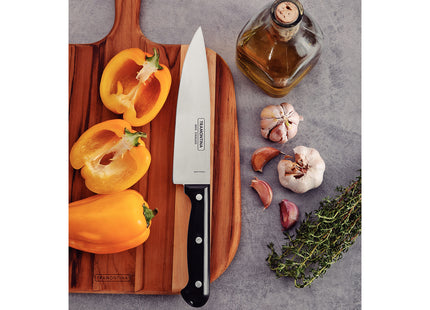 Cuchillo Chef Tramontina Ultracorte con lámina de acero inoxidable y mango de polipropileno negro, 7"