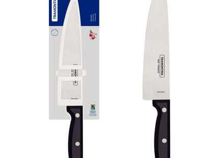 Cuchillo Chef Tramontina Ultracorte con lámina de acero inoxidable y mango de polipropileno negro, 8"