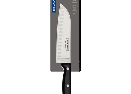 Cuchillo Santoku Tramontina Ultracorte con lámina de acero inoxidable y mango de polipropileno negro 7"