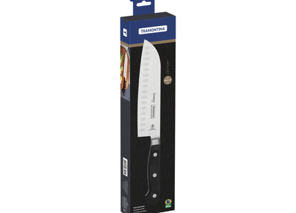 Cuchillo Santoku Tramontina Century con Lámina en Acero Inoxidable y Mango en Policarbonato Negro y Fibra de Vidrio 7"