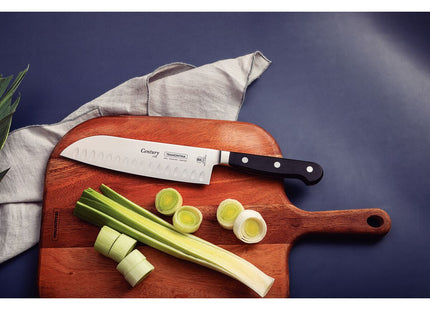 Cuchillo Santoku Tramontina Century con Lámina en Acero Inoxidable y Mango en Policarbonato Negro y Fibra de Vidrio 7"