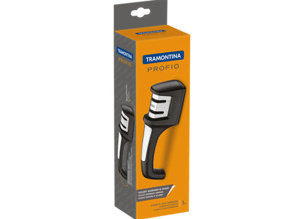 Afilador de Cuchillos Tramontina Profio Doble Faz Diamantado con Soporte en ABS y Acero Inoxidable