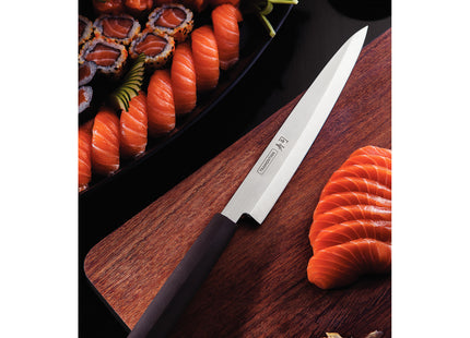 Cuchillo Yanagiba Tramontina Sushi Silver con Lámina de Acero Inoxidable y Mango de Nylon 9"