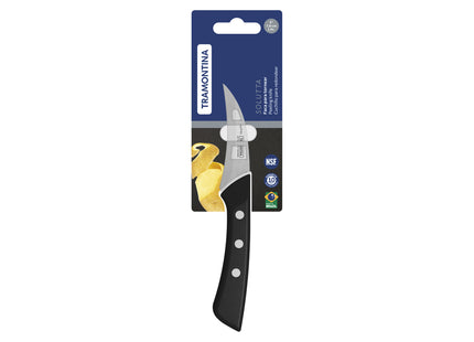 Cuchillo para Redondear Tramontina Solutta con Lámina en Acero Inoxidable y Mango en Policarbonato Negro 3"