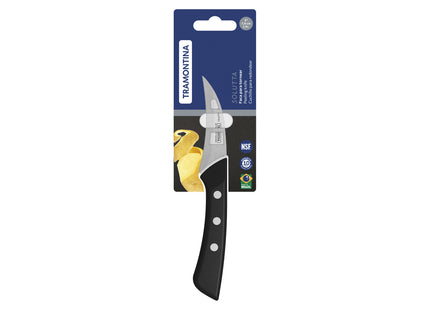 Cuchillo para Redondear Tramontina Solutta con Lámina en Acero Inoxidable y Mango en Policarbonato Negro 3"