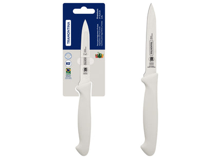 Cuchillo para Legumbres y Frutas Tramontina Premium con Lámina de Acero Inoxidable y Mango de Polipropileno Blanco 4"