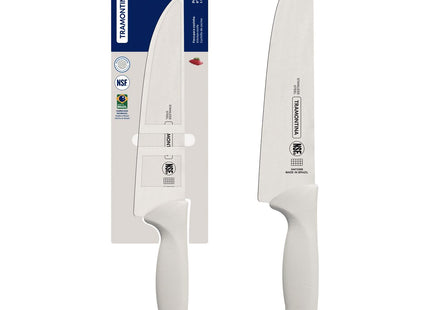 Cuchillo de Cocina Tramontina Premium con Lámina de Acero Inoxidable y Mango de Polipropileno Blanco 8"