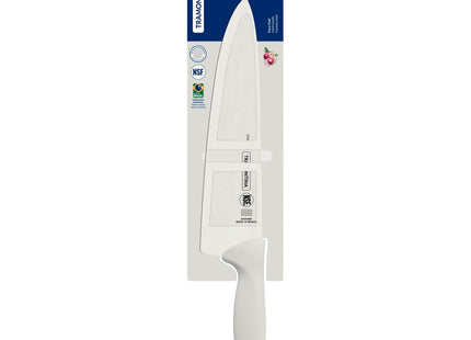 Cuchillo Chef Tramontina Premium con Lámina de Acero Inoxidable y Mango de Polipropileno Blanco 10"