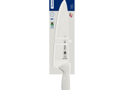 Cuchillo Chef Tramontina Premium con Lámina de Acero Inoxidable y Mango de Polipropileno Blanco 10"