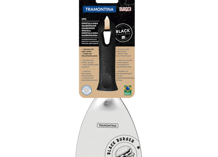Espátula Tramontina Black Burger con Lámina de Acero Inoxidable y Mango de Polipropileno Negro de 4"