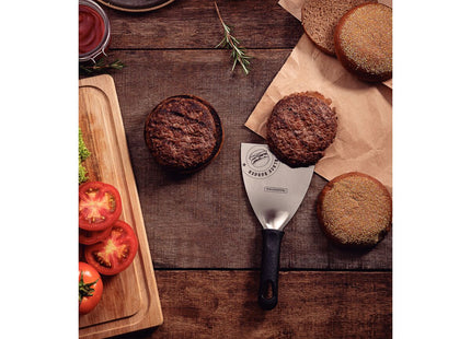 Espátula Tramontina Black Burger con Lámina de Acero Inoxidable y Mango de Polipropileno Negro de 4"