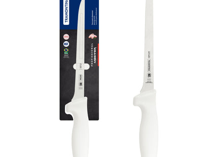 Cuchillo para Deshuesar 7" Tramontina Profissional Master con Lámina en Acero Inoxidable y Mango de Polipropileno Blanco