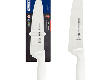 Cuchillo para Carne 8" Tramontina Profissional Master con Lámina en Acero Inoxidable y Mango en Polipropileno Blanco