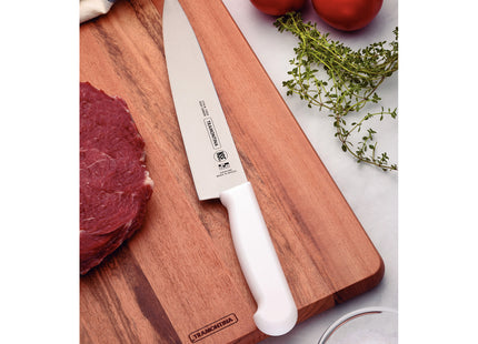 Cuchillo para Carne Tramontina Profissional Master con Lámina en Acero Inoxidable y Mango de Polipropileno Blanco con Protección Antimicrobiana 8"