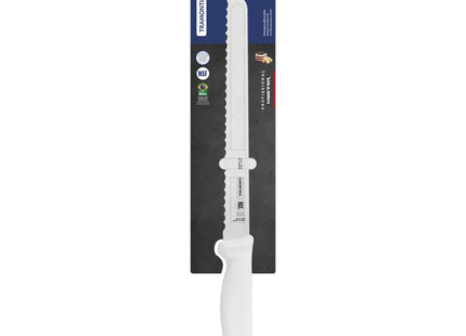 Cuchillo para Fiambres Tramontina Profissional Master con Lámina de Acero Inoxidable y Mango de Polipropileno Blanco 10"