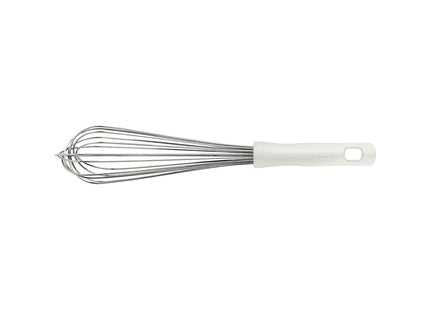 Batidor Manual Tramontina Profissional en Acero Inoxidable con Mango de Polipropileno Blanco 35 cm