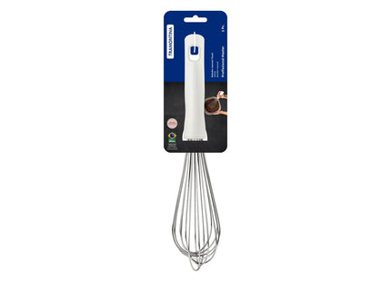 Batidor Manual Tramontina Profissional Master en Acero Inoxidable con Mango de Polipropileno Blanco 30 cm