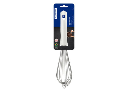Batidor Manual Tramontina Profissional Master en Acero Inoxidable con Mango de Polipropileno Blanco 30 cm