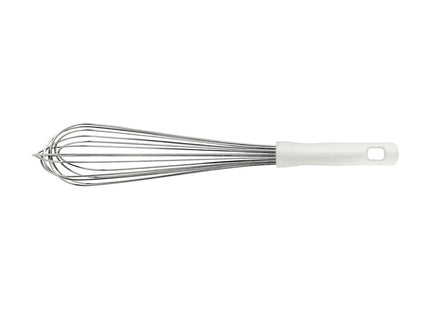 Batidor Manual Tramontina Profissional en Acero Inoxidable con Mango de Polipropileno Blanco 40 cm