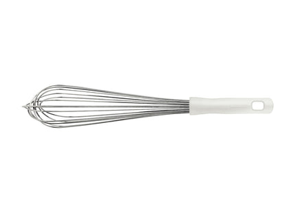 Batidor Manual Tramontina Profissional en Acero Inoxidable con Mango de Polipropileno Blanco 40 cm