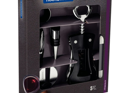 Juego para Vinos Tramontina Harmoniza en Acero Inoxidable y Polipropileno Negro 5 Piezas