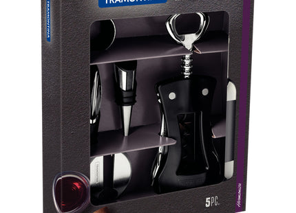 Juego para Vinos Tramontina Harmoniza en Acero Inoxidable y Polipropileno Negro 5 Piezas