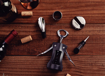 Juego para Vinos Tramontina Harmoniza en Acero Inoxidable y Polipropileno Negro 5 Piezas