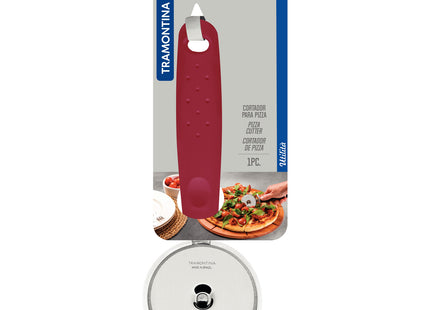 Cortador para Pizza Tramontina Utilità en Acero Inoxidable con Mango de Polipropileno Rojo