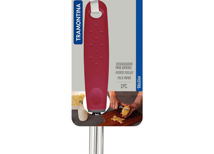 Pelador de Papas Manual Tramontina Utilità en Acero Inoxidable con Mango de Polipropileno Rojo