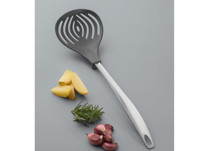 Espumadera Tramontina Movin en Nylon Gris con Mango de Acero Inoxidable Gris