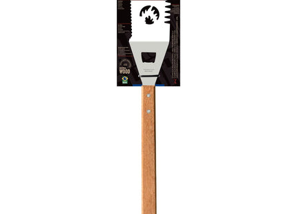 Espátula Multifuncional Dentada Tramontina Asado con Lámina en Acero Inoxidable y Mango de Madera 48 cm