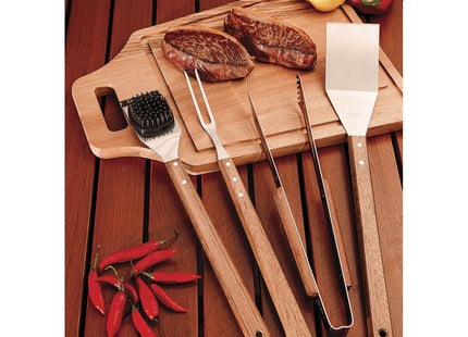 Cepillo para Parrillas Tramontina Churrasco con Lámina de Acero Inoxidable y Mango de Madera 41.7 cm.