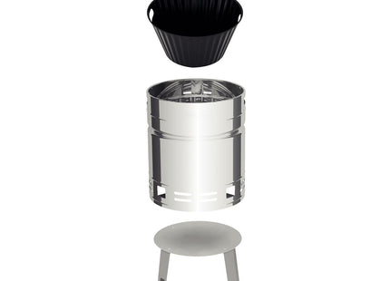 Grill a Carbón Tramontina TCP 400 de Acero Inoxidable con Bandeja para Carbón de Acero Esmaltado