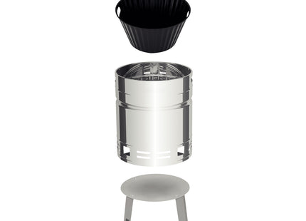 Grill a Carbón Tramontina TCP 400 de Acero Inoxidable con Bandeja para Carbón de Acero Esmaltado