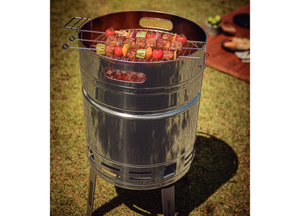 Grill a Carbón Tramontina TCP 400 de Acero Inoxidable con Bandeja para Carbón de Acero Esmaltado