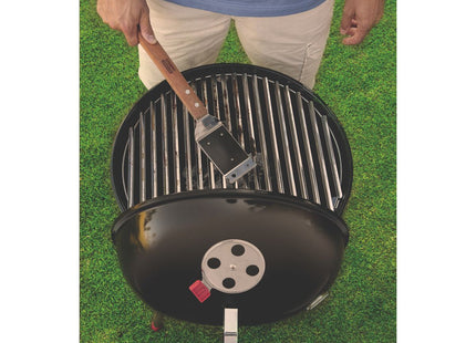 Grill a carbón TCP-450L Tramontina con tapa con termómetro de acero esmaltado, parrilla y utensilios de acero inoxidable.