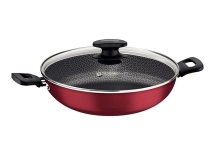 Wok Tramontina Loreto en Aluminio con Revestimiento Interno Antiadherente Starflon Max con Tapa de Vidrio Rojo 28 cm 3.3 L
