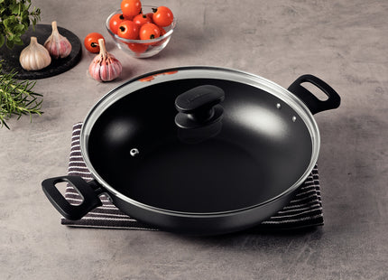 Wok Tramontina Loreto en Aluminio con Revestimiento Interno y Externo en Antiadherente Starflon Max Grafito 28 cm 3.3 L