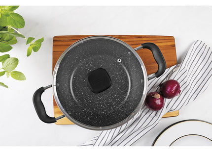 Cacerola Tramontina Rockstar en Aluminio con Revestimiento Interno y Externo en Antiadherente Starflon Excellent Negro 24 cm 4.3 L
