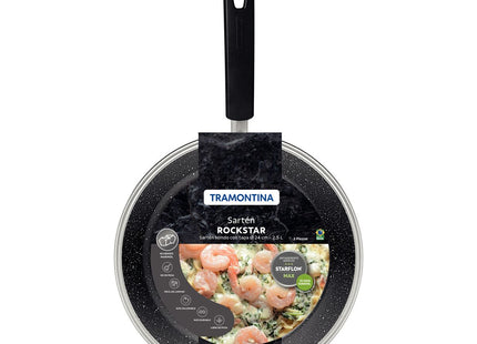Sartén Honda Tramontina con Tapa Rockstar en Aluminio con Revestimiento Interno y Externo en Antiadherente Starflon Max 24 cm 2.5 L