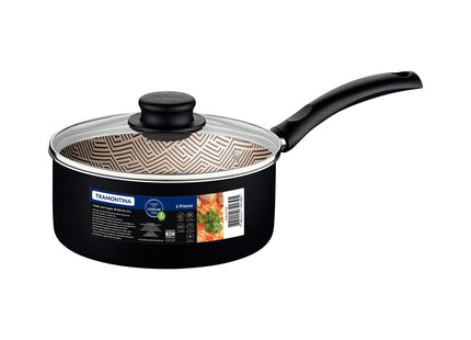 Olla Tramontina en Aluminio con Revestimiento Interno y Externo en Antiadherente Starflon Max Negro 18 cm 2 L