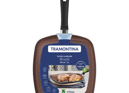 Tramontina Rivoli Negro Aluminum Flat Skillet Grill with Interior and Exterior Starflon Max Nonstick Coating Ø 26 cm, 1 L